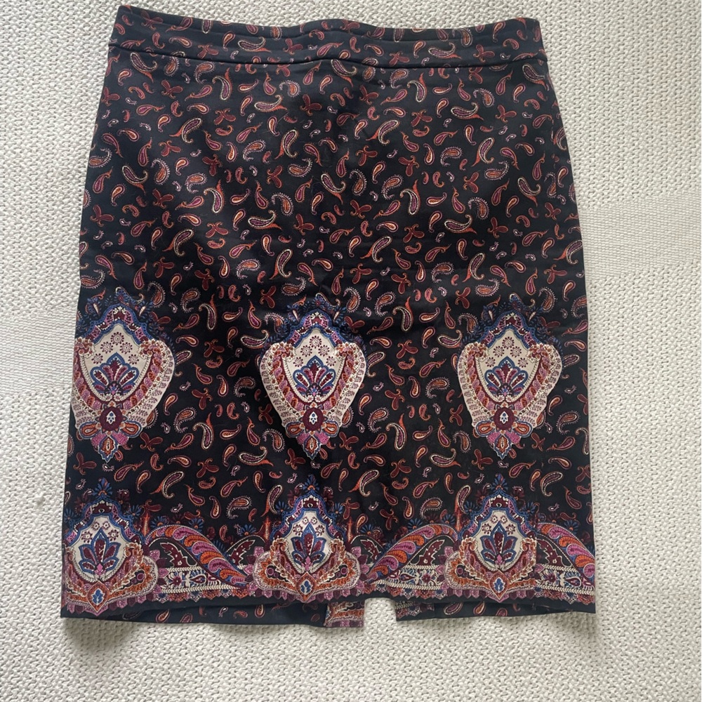 JCrew satin patterned pencil skirt